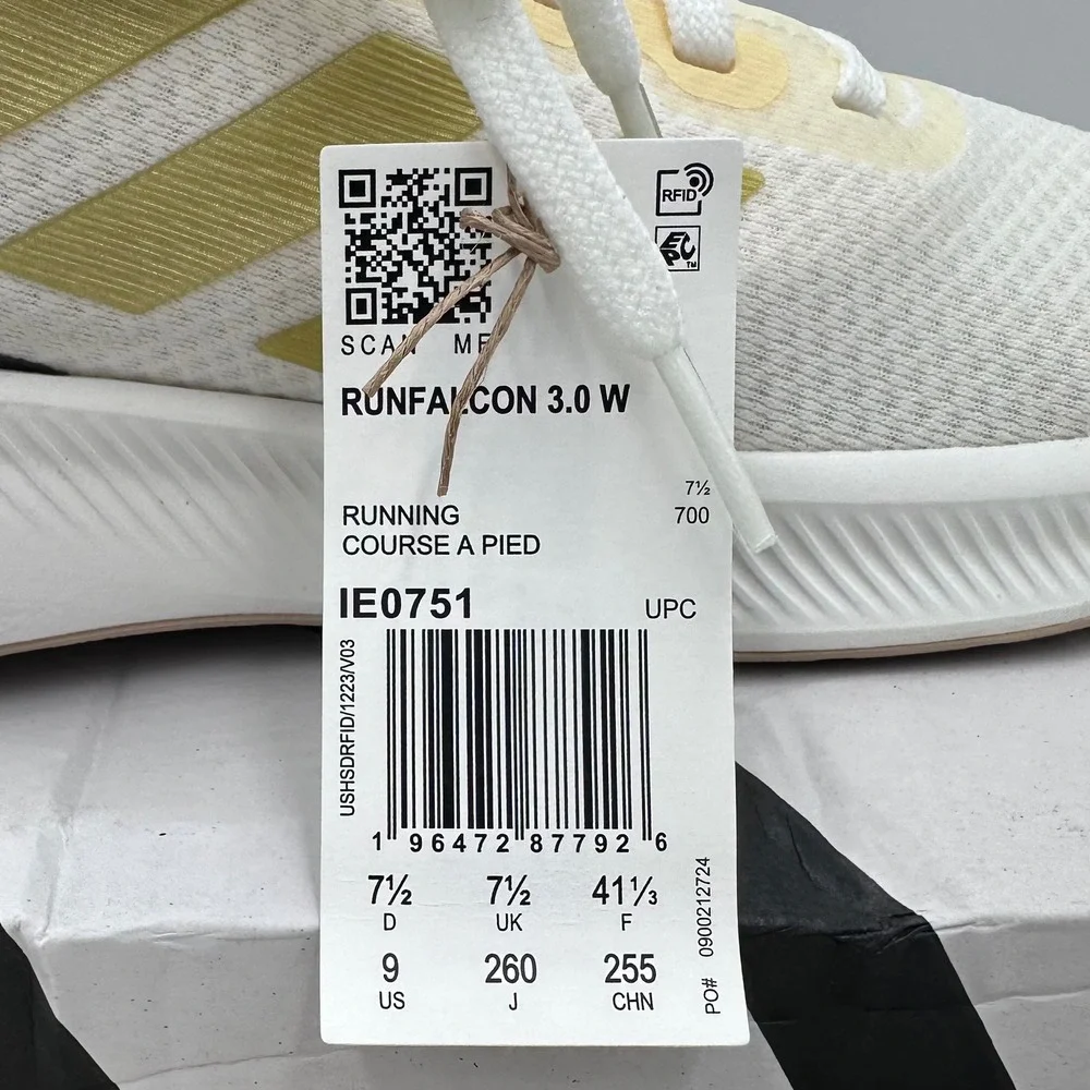 Adidas Runfalcon 3.0 W Womens 9 White Gold Leopard Print Running Shoes NEW
